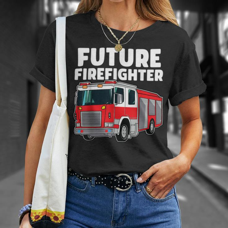 Firefighter Future Firefighter Fire Truck Theme Birthday Boy V2 Unisex T-Shirt Gifts for Her