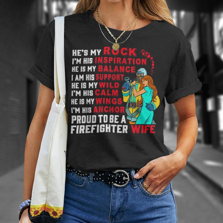 Firefighter Proud To Be A Firefighter Wife Fathers Day Unisex T-Shirt Gifts for Her