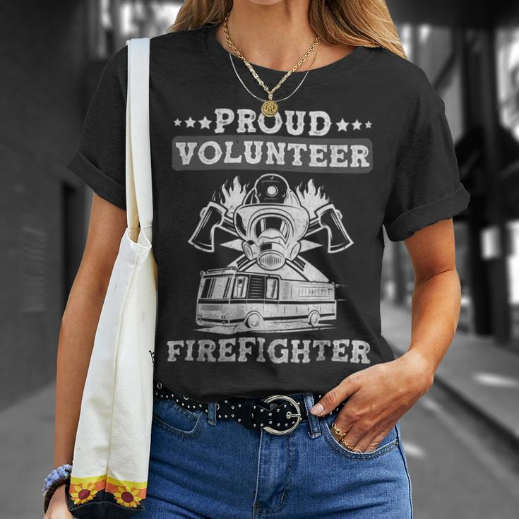Firefighter Proud Volunteer Firefighter Fire Department Fireman Unisex T-Shirt Gifts for Her