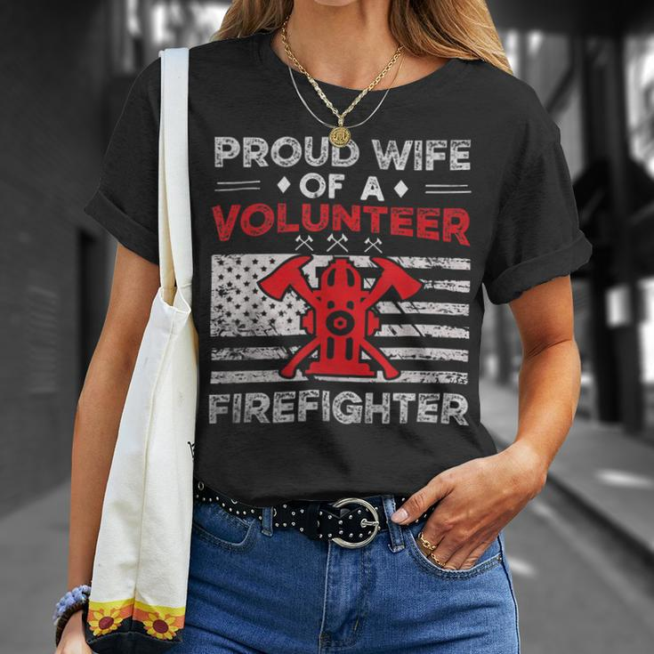 Firefighter Proud Wife Of A Volunteer Firefighter Fire Wife Unisex T-Shirt Gifts for Her