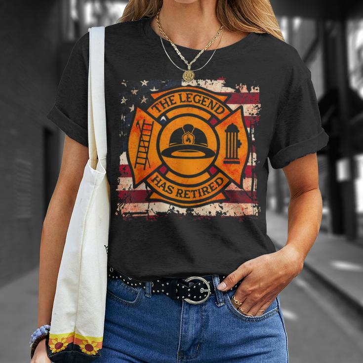 Firefighter The Legend Has Retired Fireman Firefighter Unisex T-Shirt Gifts for Her