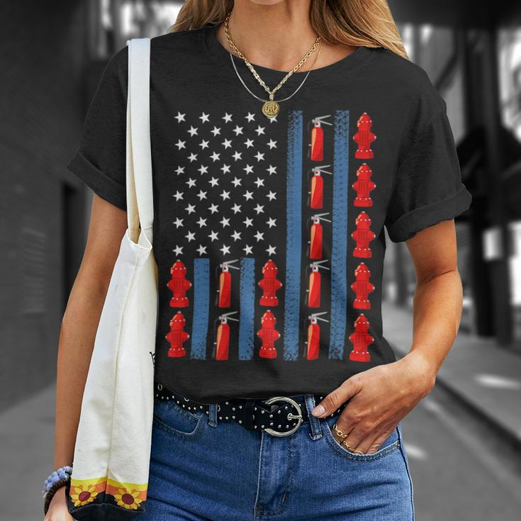 Firefighter Us American Flag Firefighter 4Th Of July Patriotic Man Woman Unisex T-Shirt Gifts for Her
