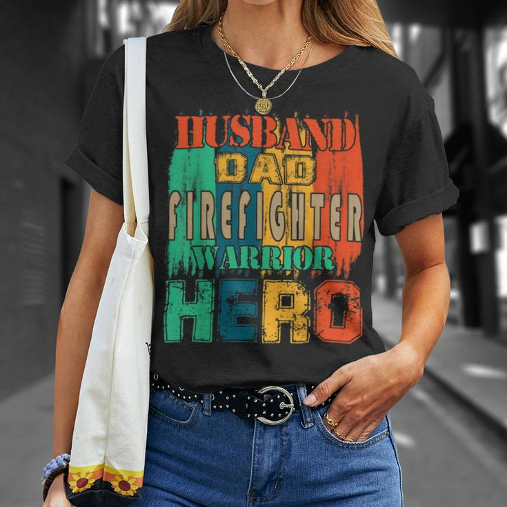 Firefighter Vintage Retro Husband Dad Firefighter Hero Matching Family V3 Unisex T-Shirt Gifts for Her