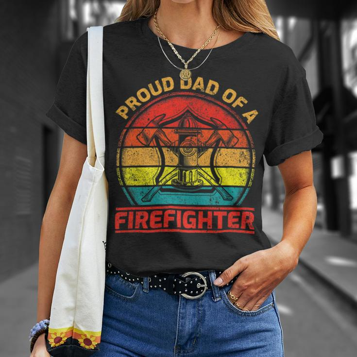 Firefighter Vintage Retro Proud Dad Of A Firefighter Fireman Fathers Day V3 Unisex T-Shirt Gifts for Her