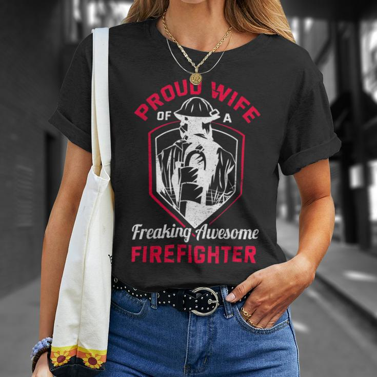 Firefighter Wildland Fireman Volunteer Firefighter Wife Fire Department V2 Unisex T-Shirt Gifts for Her