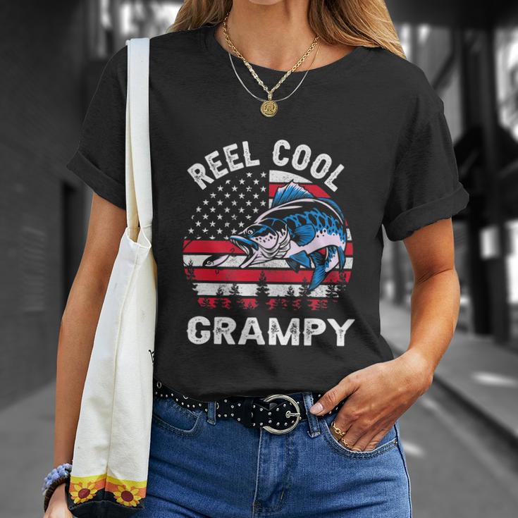 Flag Vintage Reel Cool Grampy Fishing For 4Th Of July Unisex T-Shirt Gifts for Her