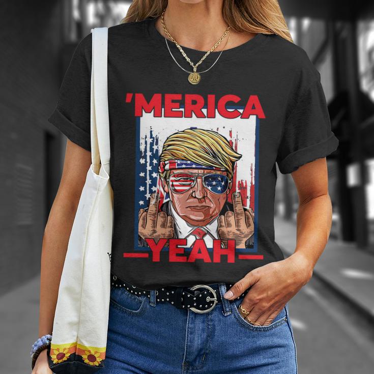 Funny 4Th Of July Patriotic Donald Trump Merica Usa Flag Unisex T-Shirt Gifts for Her