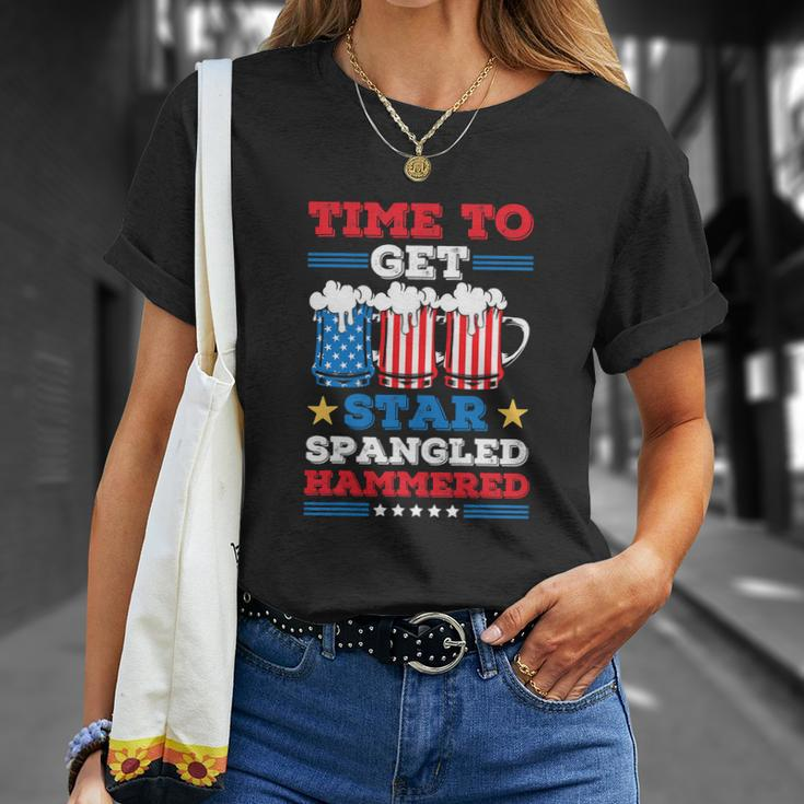 Funny 4Th Of July Time To Get Star Spangled Hammered Unisex T-Shirt Gifts for Her
