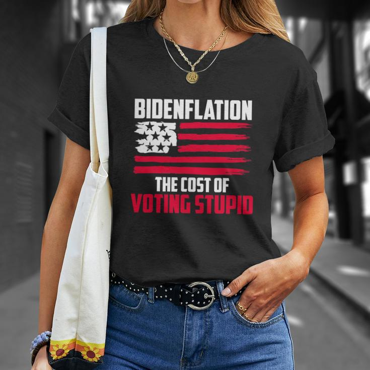Funny Bidenflation The Cost Of Voting Stupid Anti Biden Unisex T-Shirt Gifts for Her