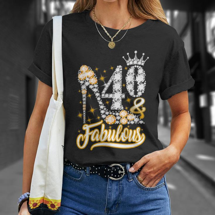 Funny Gift 40 Fabulous 40 Years Gift 40Th Birthday Diamond Crown Shoes Gift Unisex T-Shirt Gifts for Her