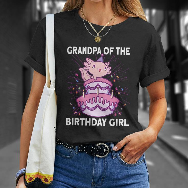 Funny Grandpa Of The Birthday Axolotl Bday Unisex T-Shirt Gifts for Her
