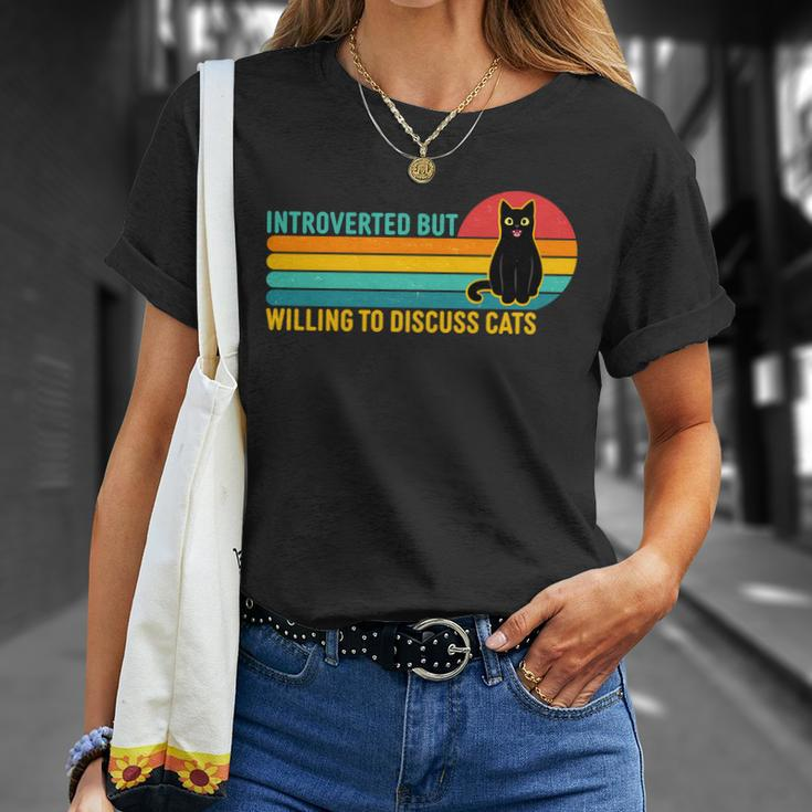 Funny Retro Cat Introverted But Willing To Discuss Cats Tshirt Unisex T-Shirt Gifts for Her