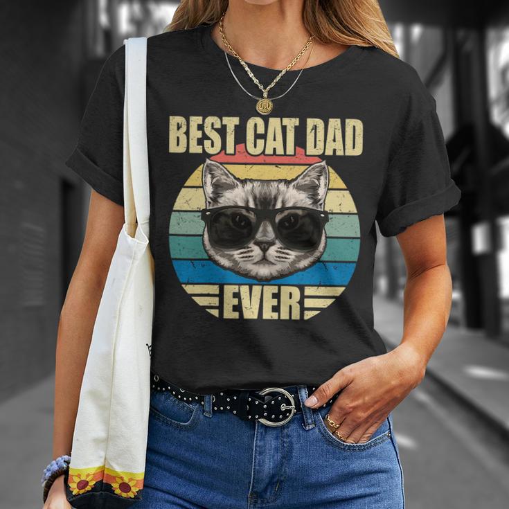 Funny Vintage Cat Daddy Tee Fathers Day Best Cat Dad Ever Unisex T-Shirt Gifts for Her