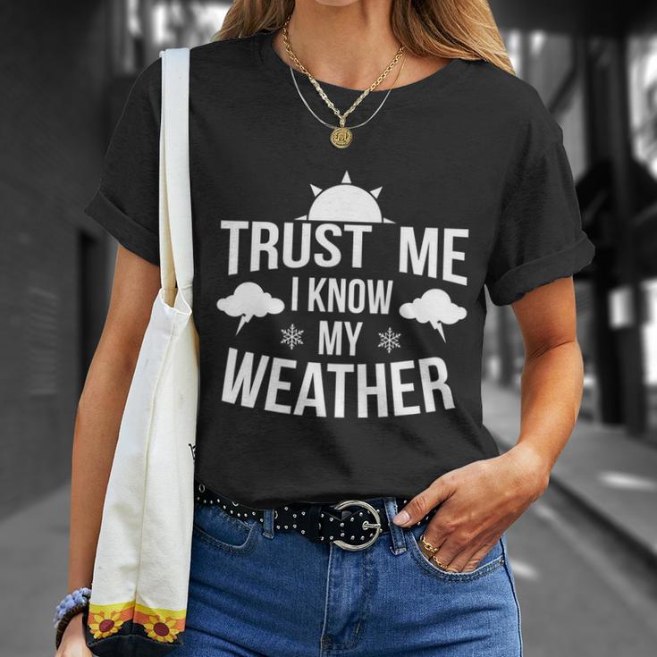 Funny Weather Meteorologist Gift Forecaster Weatherman Climate Fun Gift Unisex T-Shirt Gifts for Her