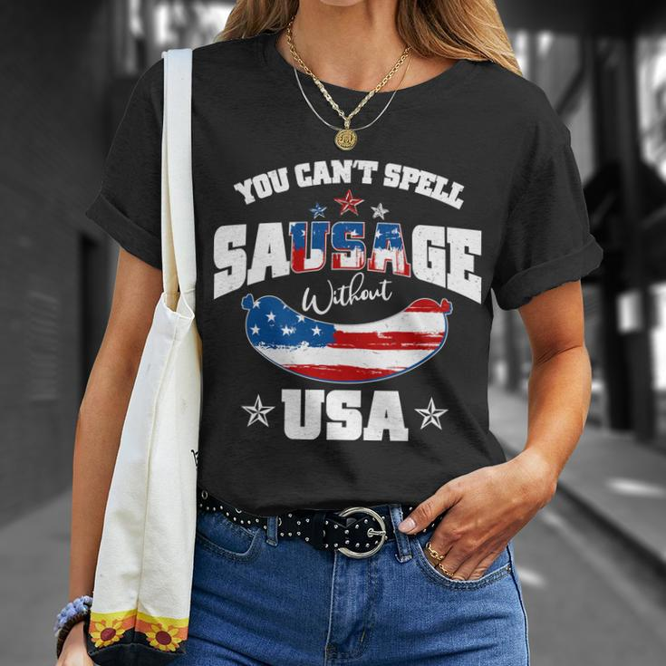 Funny You Cant Spell Sausage Without Usa Tshirt Unisex T-Shirt Gifts for Her