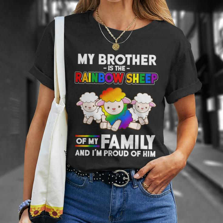 Gay Pride Brother Rainbow Sheep Of Family Proud Coming Out Cool Gift Unisex T-Shirt Gifts for Her