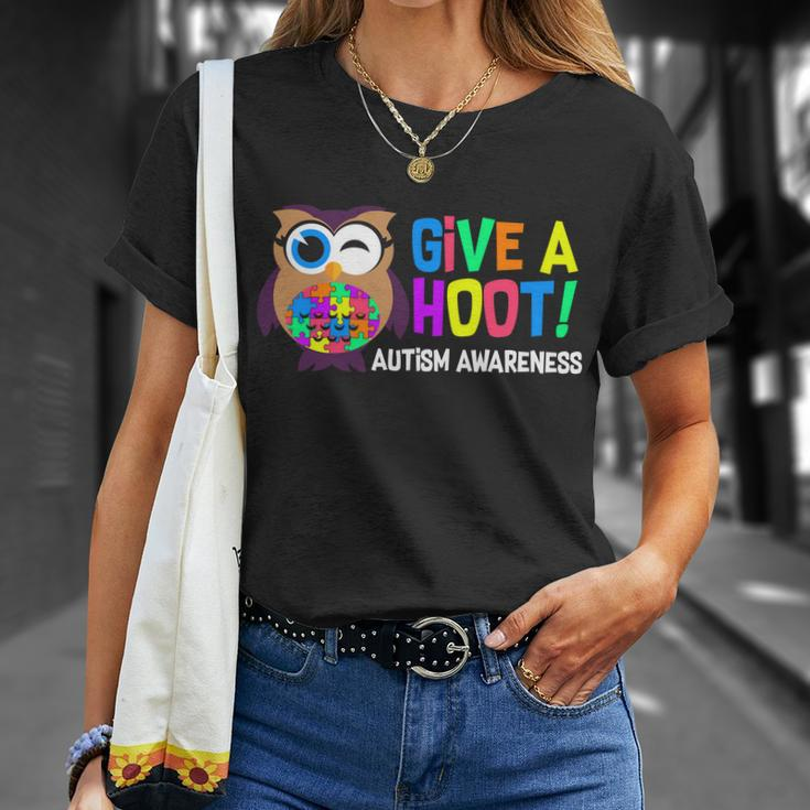 Give A Hoot Autism Awareness Unisex T-Shirt Gifts for Her