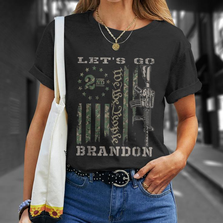 Lets Go Brandon Gun American Flag Patriots Lets Go Brandon T-shirt Gifts for Her