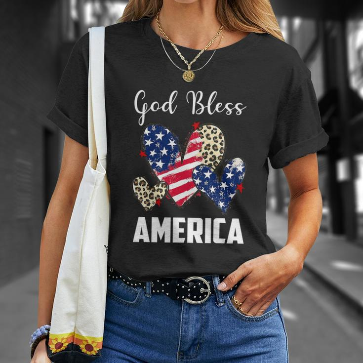 God Bless America Leopard Christian 4Th Of July Unisex T-Shirt Gifts for Her