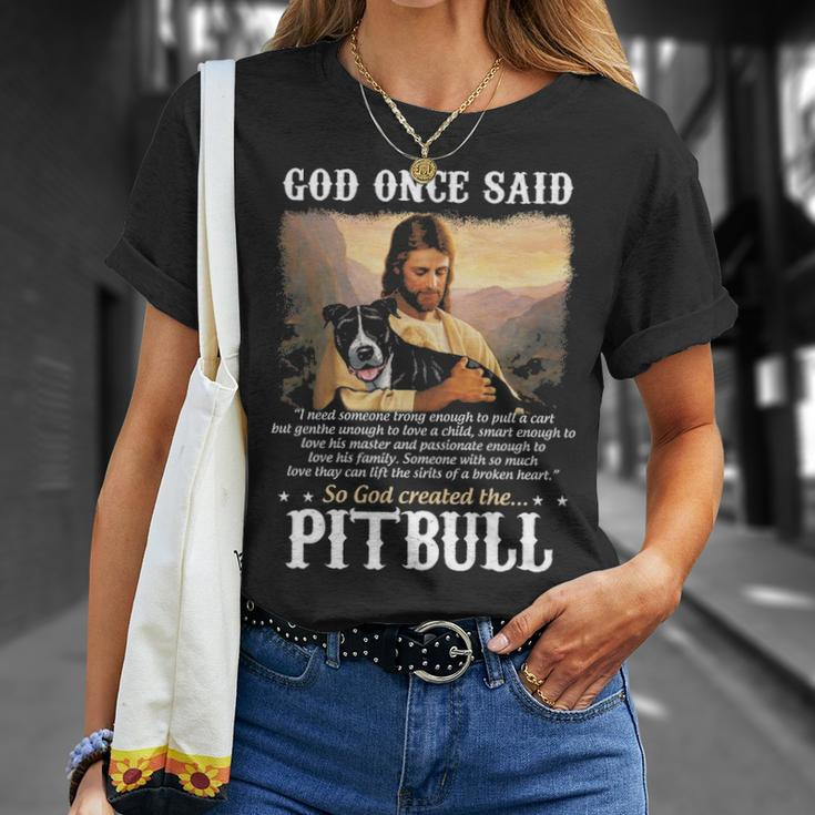 God And Pitbull Dog God Created The Pitbull T-shirt Gifts for Her