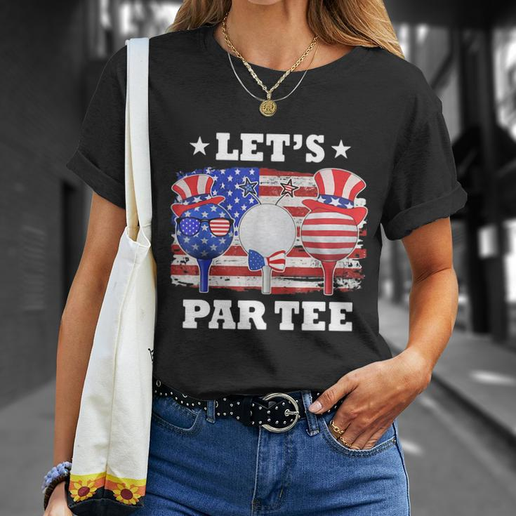 Golf Lets Par Tee American Flag Independence Golf 4Th July Unisex T-Shirt Gifts for Her
