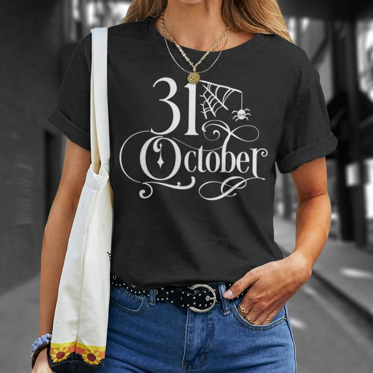 Halloween October 31 Happy Halloween White Design Men Women T-shirt Graphic Print Casual Unisex Tee Gifts for Her