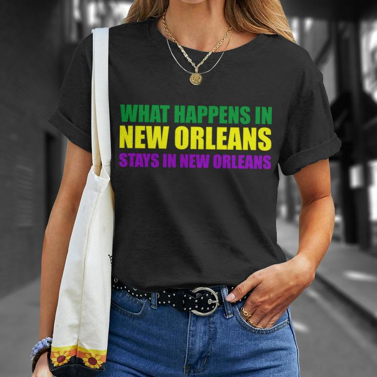 What Happens In New Orleans Stays In New Orleans Mardi Gras T-Shirt T-Shirt Gifts for Her