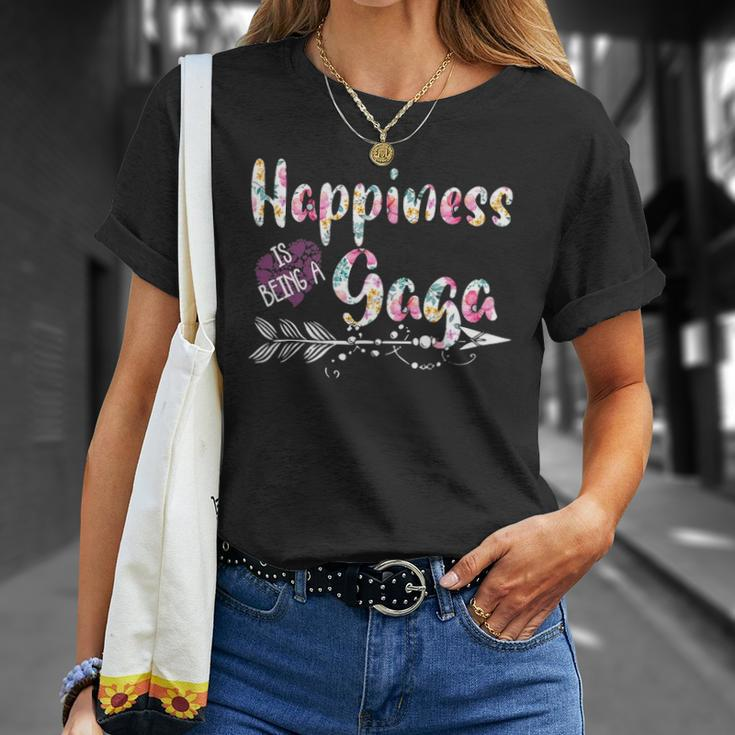 Happiness Is Being A Gaga Cute Womens Grandma Unisex T-Shirt Gifts for Her