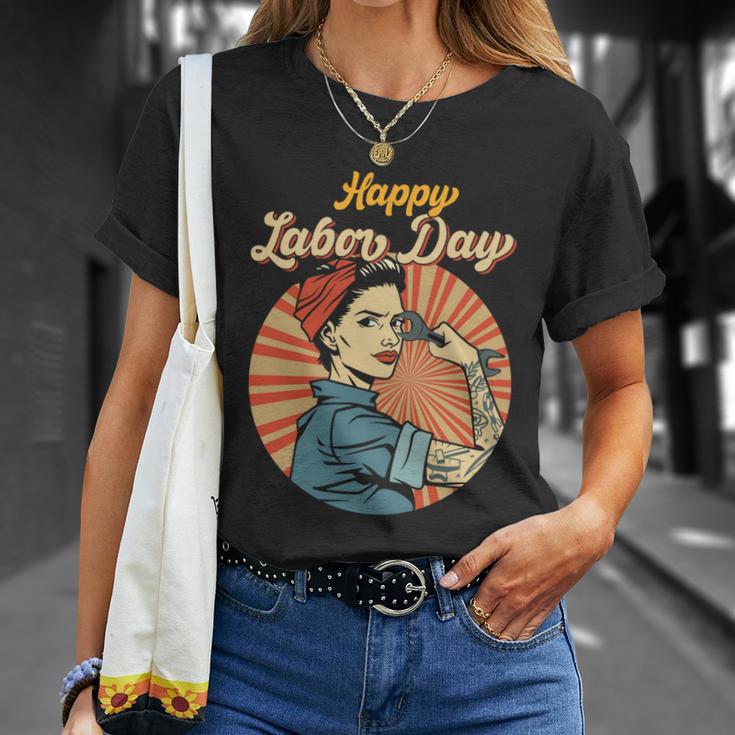 Happy Labor Day Gift Girl Strong Worker Movement Employer Funny Gift Unisex T-Shirt Gifts for Her