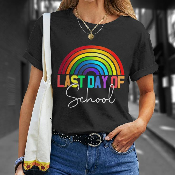 Happy Last Day Of School Teacher Student Graduation Rainbow Gift Unisex T-Shirt Gifts for Her