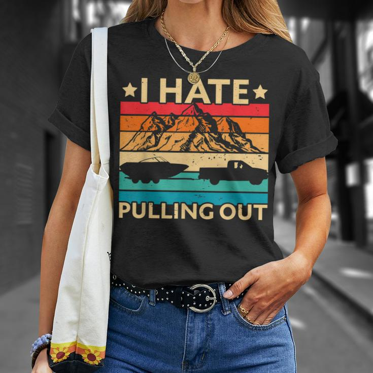 I Hate Pulling Out Boat Captain Boating Retro V2 T-shirt Gifts for Her