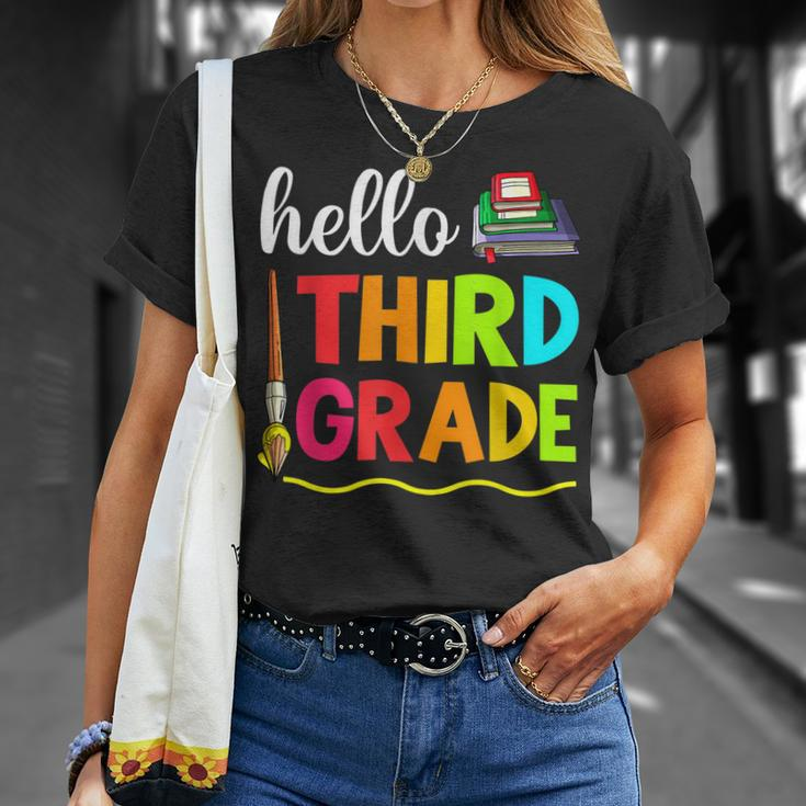 Hello Third Grade Boy Kids Teachers Girl Students 3Rd Grade Unisex T-Shirt Gifts for Her