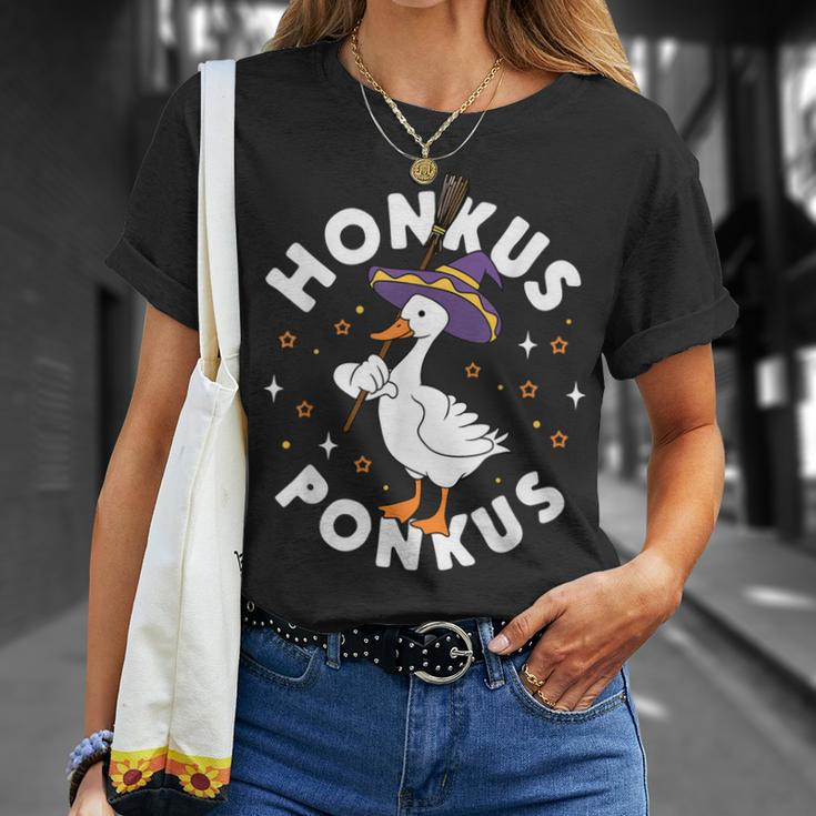 Honkus Ponkus Halloween Witch Hocus Duck Goose Funny Parody Unisex T-Shirt Gifts for Her