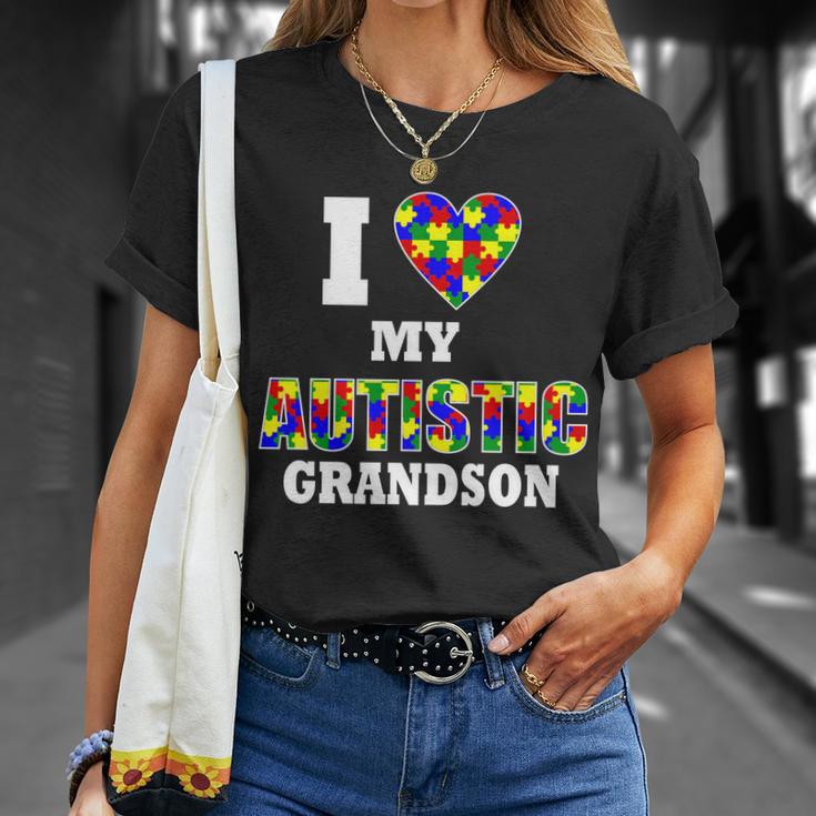 I Love My Autistic Grandson Autism Unisex T-Shirt Gifts for Her