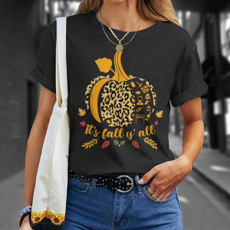 It’S Fall Y’All Leopard Print Pumpkin Bartender Halloween Unisex T-Shirt Gifts for Her