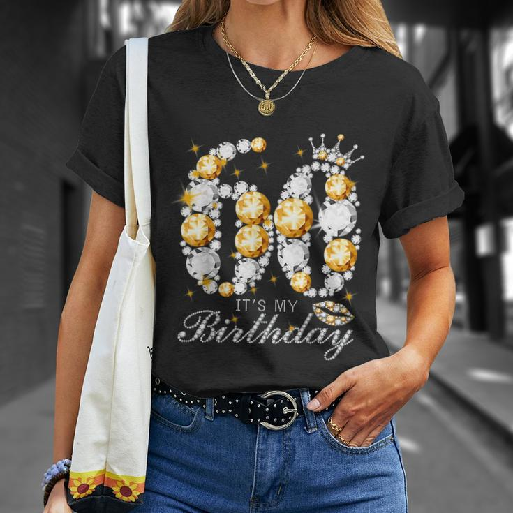 Its My 60Th Birthday Queen 60 Years Old Shoes Crown Diamond Unisex T-Shirt Gifts for Her