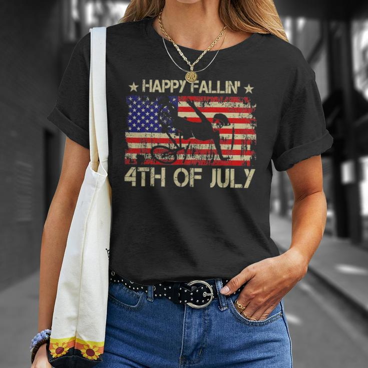 Joe Biden Happy Falling Off Bicycle Biden Bike 4Th Of July Unisex T-Shirt Gifts for Her