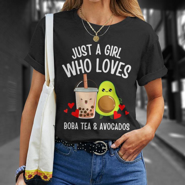 Just A Girl Who Loves Boba Tea & Avocados Cute Kawaii Teen Tshirt Unisex T-Shirt Gifts for Her