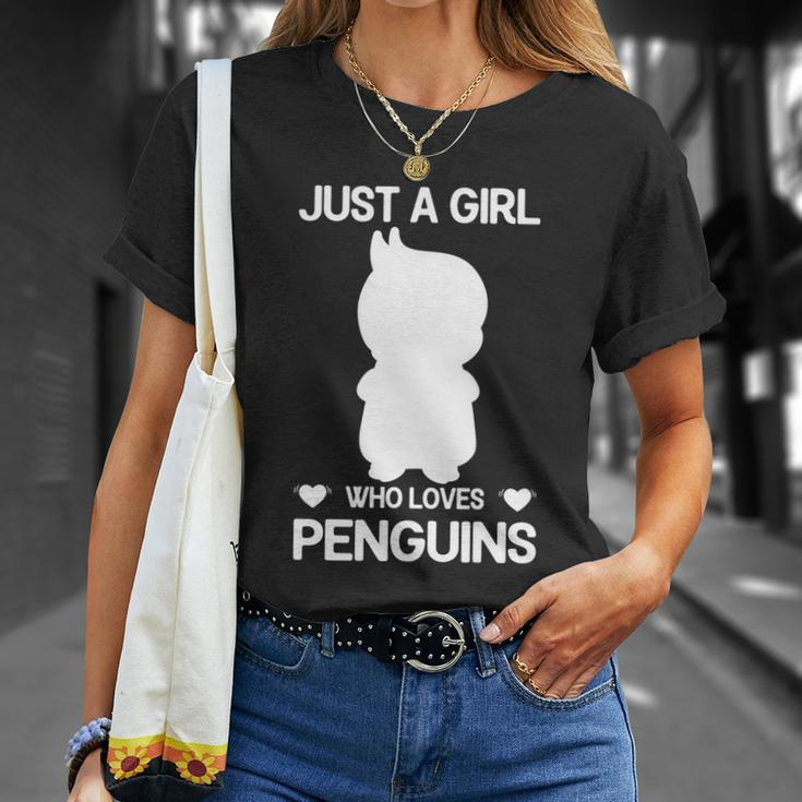 Just A Girl Who Loves Penguins Gentoo Adelie Penguin Lovers Funny Gift Unisex T-Shirt Gifts for Her