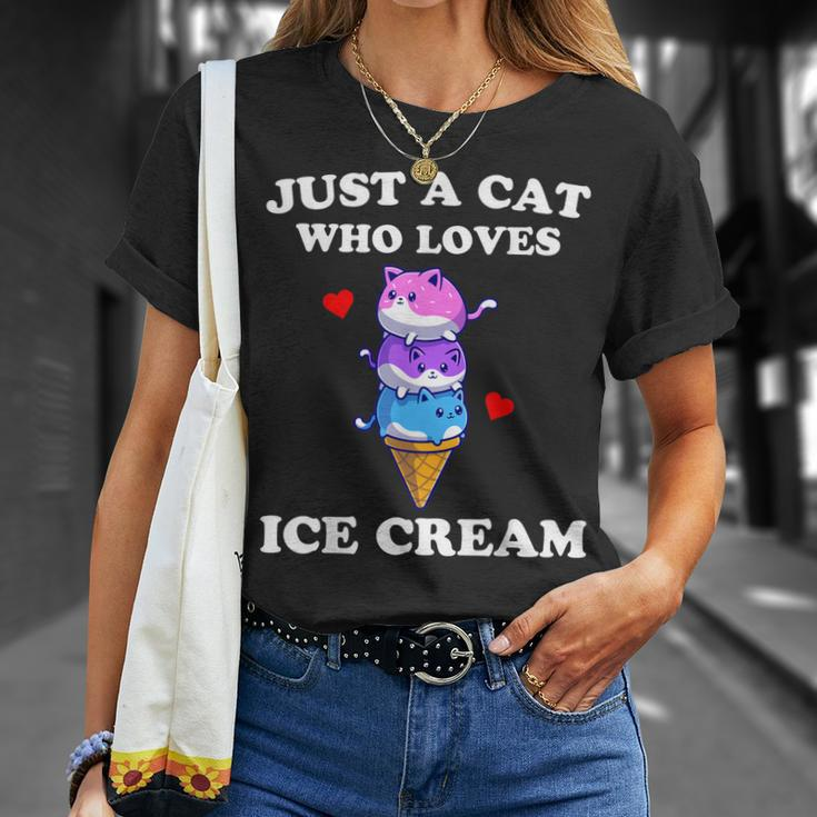 Just A Cat Who Loves Ice Cream Just A Girl Cats Lover T-shirt Gifts for Her