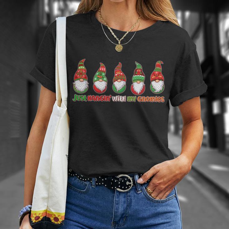 Just Hanging With My Gnomies Christmas Unisex T-Shirt Gifts for Her