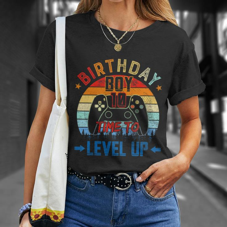 Kids 10Th Birthday Boy Time To Level Up 10 Years Old Boys Gift Unisex T-Shirt Gifts for Her