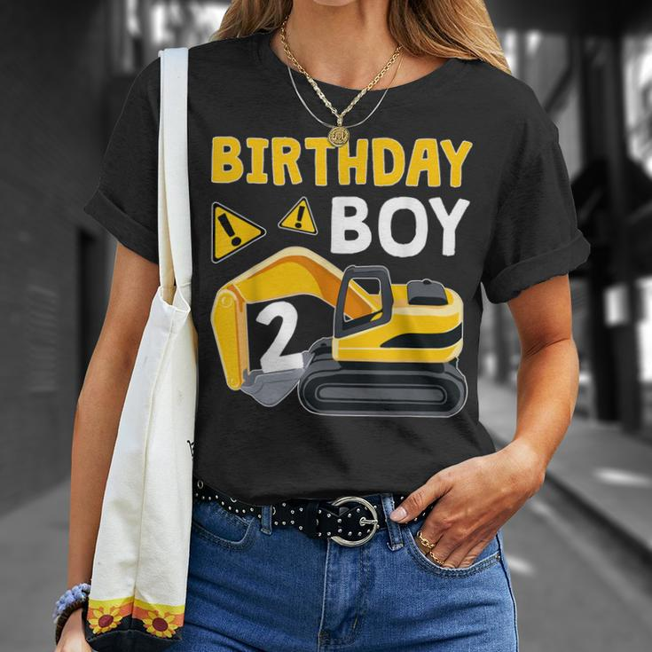 Kids 2 Years Old Boy 2Nd Birthday Gift Boy Toddler Excavator Unisex T-Shirt Gifts for Her