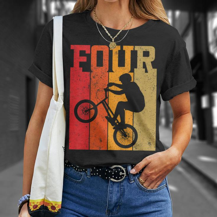 Kids 4Th Birthday Boys 4 Year Old Four Bmx Bike Racing Bicycle V2 Unisex T-Shirt Gifts for Her