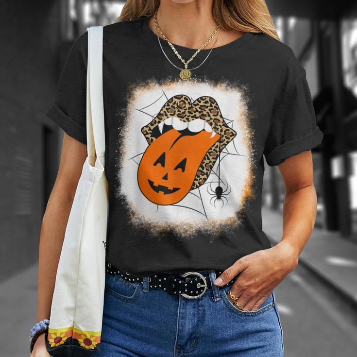 Leopard Lips Halloween Lips Vampire Mouth Pumpkin Tongue Unisex T-Shirt Gifts for Her