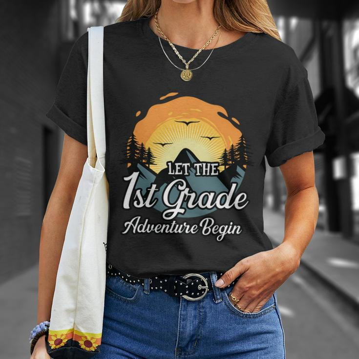 Let The 1St Grade Adventure Begin Back To School First Day Of School Unisex T-Shirt Gifts for Her