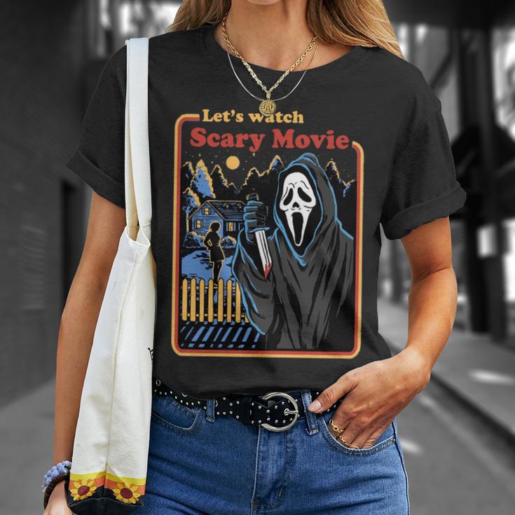 Lets Watch A Scary Movie Funny Halloween Tshirt Unisex T-Shirt Gifts for Her