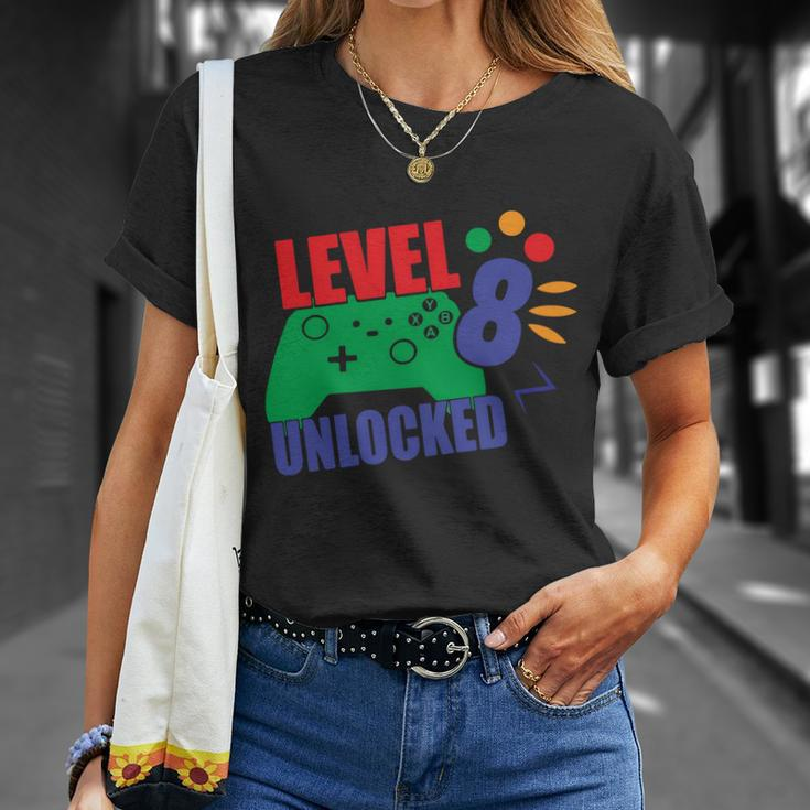 Level 8 Unlocked 8Th Gamer Video Game Birthday Video Game T-Shirt Gifts for Her