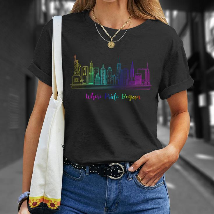 Lgbt Where Pride Began New York Skyline Unisex T-Shirt Gifts for Her