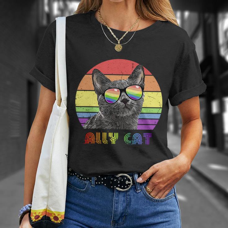 Lgbtq Ally Cat Rainbow Gay Pride Flag Lgbt Funny Gift V2 Unisex T-Shirt Gifts for Her